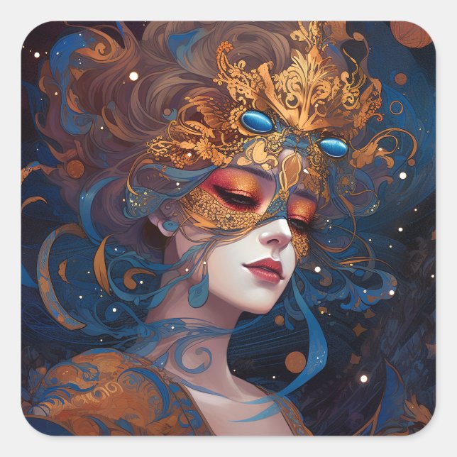 Adesivo Quadrado Surreal Lady Fantasy Art (Frente)