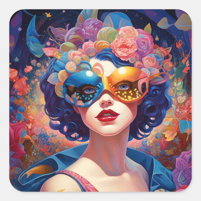 Adesivo Quadrado Surreal Lady Fantasy Art (Frente)
