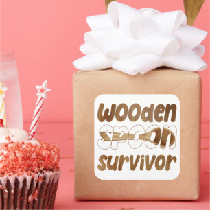 Adesivo Quadrado Survivência de Mão de Madeira Expressão Diversão I