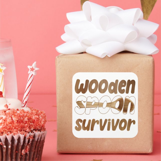 Adesivo Quadrado Survivência de Mão de Madeira Expressão Diversão I (Festa)