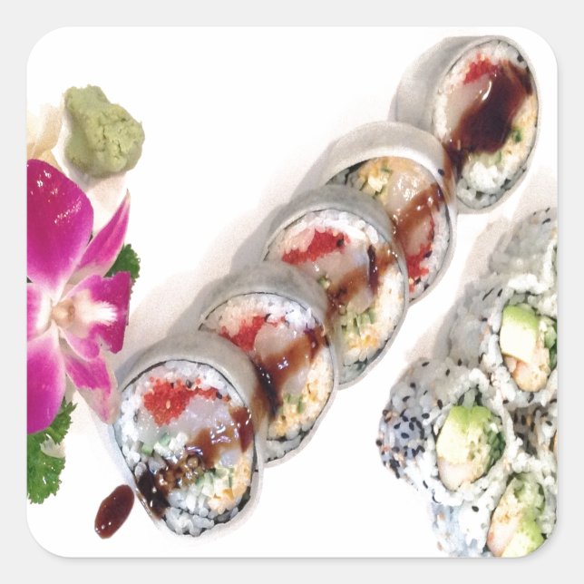 Adesivo Quadrado Sushi California Rolls (Frente)