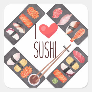 Adesivo Quadrado Sushi Comida Japonesa