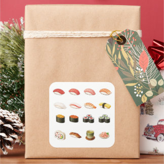 Adesivo Quadrado Sushi Guide Sticker – Japanese Food Chart Decal