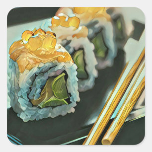 Adesivo Quadrado Sushi japonês