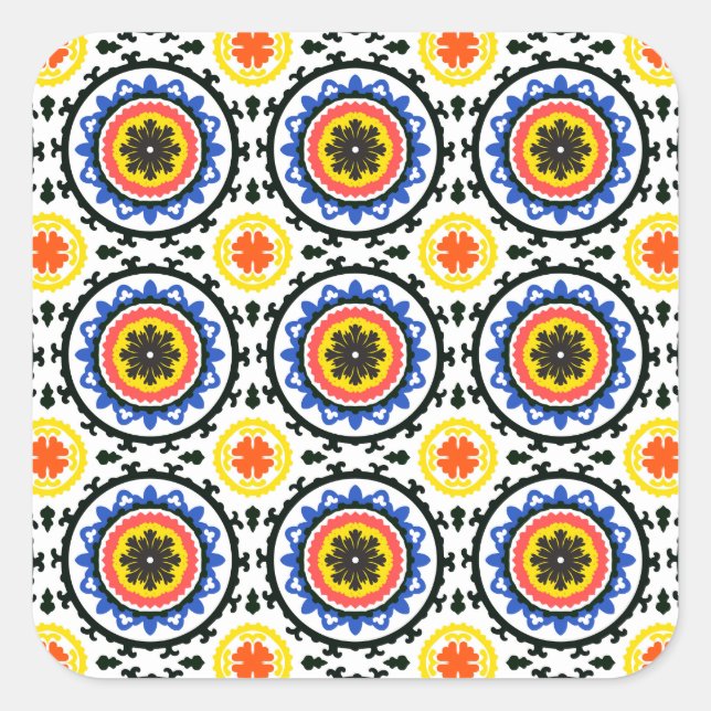 Adesivo Quadrado Suzani Pattern (Frente)