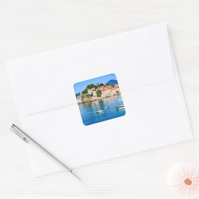 Adesivo Quadrado Sveti Stefan Budva Montenegro (Envelope)