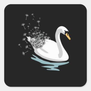 Adesivo Quadrado Swan Dandelion T-Shirt