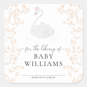 Adesivo Quadrado Swan Princess Library Of Bookplate Sticker