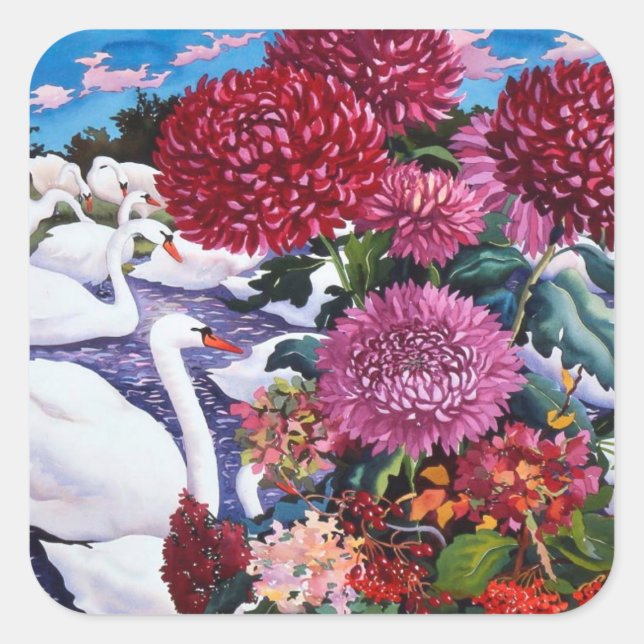 Adesivo Quadrado Swans e Chrysanthemum 2005 (Frente)