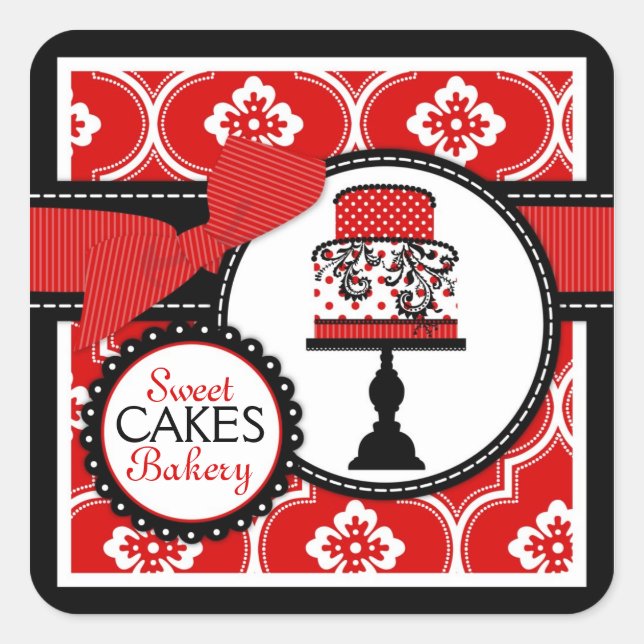 Adesivo Quadrado Sweet Cake Sticker Red B (Frente)