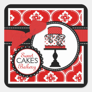 Adesivo Quadrado Sweet Cake Sticker Red B