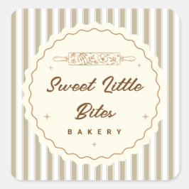 Adesivo Quadrado Sweet Little Bites Small Bakery Logo Sticker