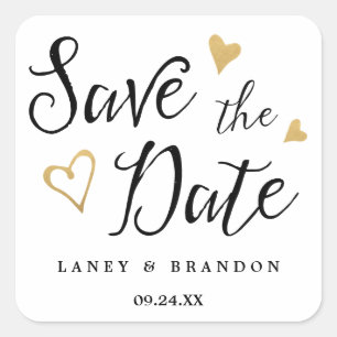 Adesivo Quadrado Sweet Love Save the Date Personalised Stickers