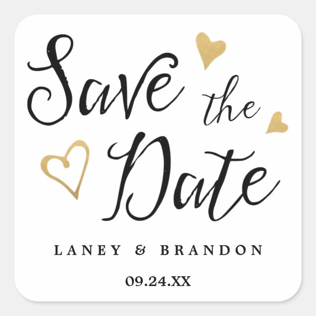 Adesivo Quadrado Sweet Love Save the Date Personalised Stickers (Frente)