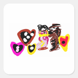 Adesivo Quadrado Sweet Valentine day dolls