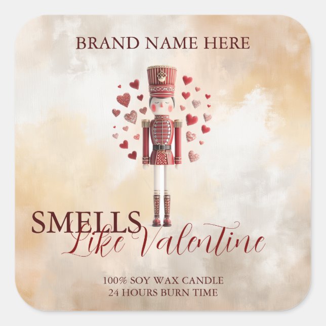 Adesivo Quadrado Sweet Valentine’s Day Nutcracker Love Candle Label (Frente)