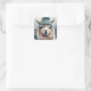 Adesivo Quadrado Sweet Winter Alpaca, personalizado
