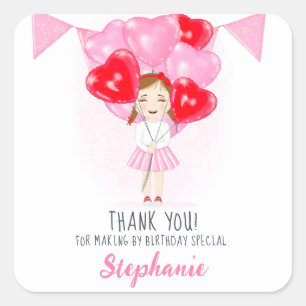 Adesivo Quadrado Sweetheart Balloon Birthday