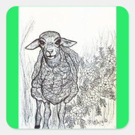 Adesivo Quadrado Swetheart Sheep