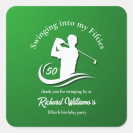 Adesivo Quadrado Swinging into My Fifties Modern Golf Player Party