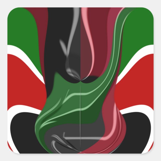 Adesivo Quadrado Swirling Kenyan Flag: Uma arte moderna do Motif (Frente)