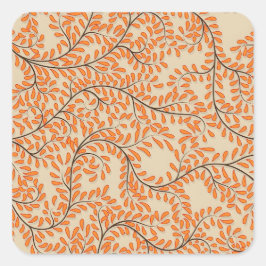 Adesivo Quadrado Swirling Orange Leaves on Beige Background