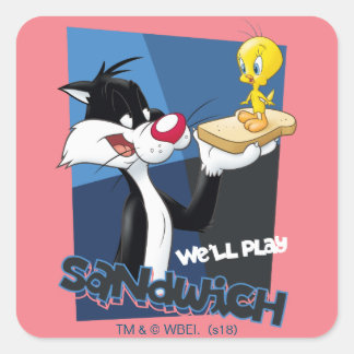 Adesivo Quadrado SYLVESTER™ & TWEETY™ "Vamos Fazer um Sanduíche"