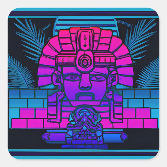 Adesivo Quadrado Synthwave Pharaoh (Frente)