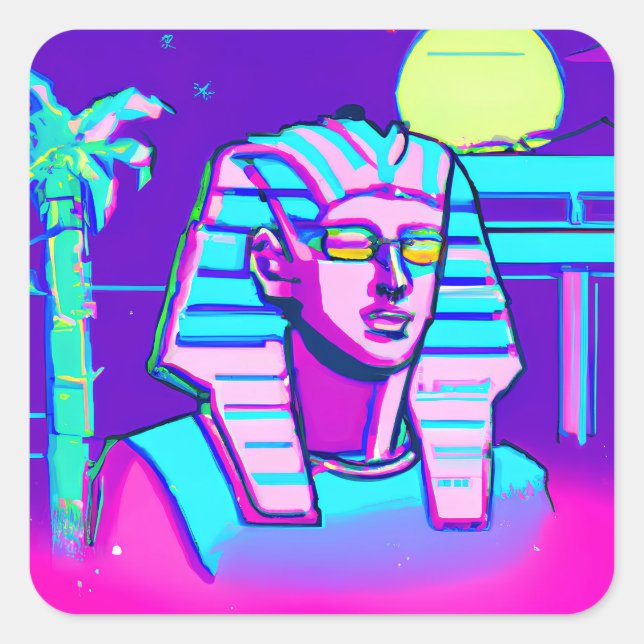 Adesivo Quadrado Synthwave Pharaoh (Frente)
