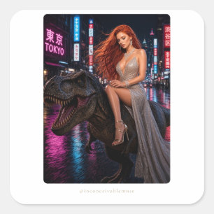 Adesivo Quadrado T-Rex Couture Musa Inconcebível
