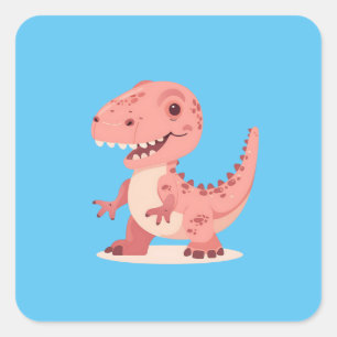Adesivo Quadrado T-Rex Dino, Rosa,