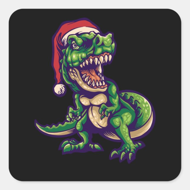 Adesivo Quadrado T-rex Dinossauro Natal | Dinossauro Design (Frente)