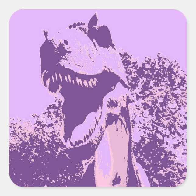 Adesivo Quadrado T-Rex Dinossauro Roxo (Frente)