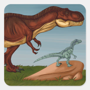 Adesivo Quadrado T-Rex e Velociraptor