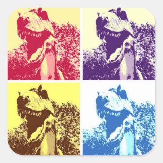 Adesivo Quadrado T-Rex Pop Art