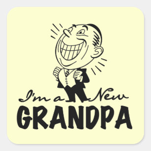 Adesivo Quadrado T-shirt e presentes novos de sorriso do vovô