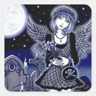 Adesivo Quadrado "Tabitha" Blue Gothic Angel Art Sticker