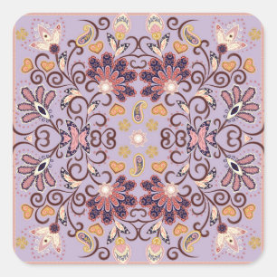 Adesivo Quadrado Tablete floral indiana: adorável padrão pastel