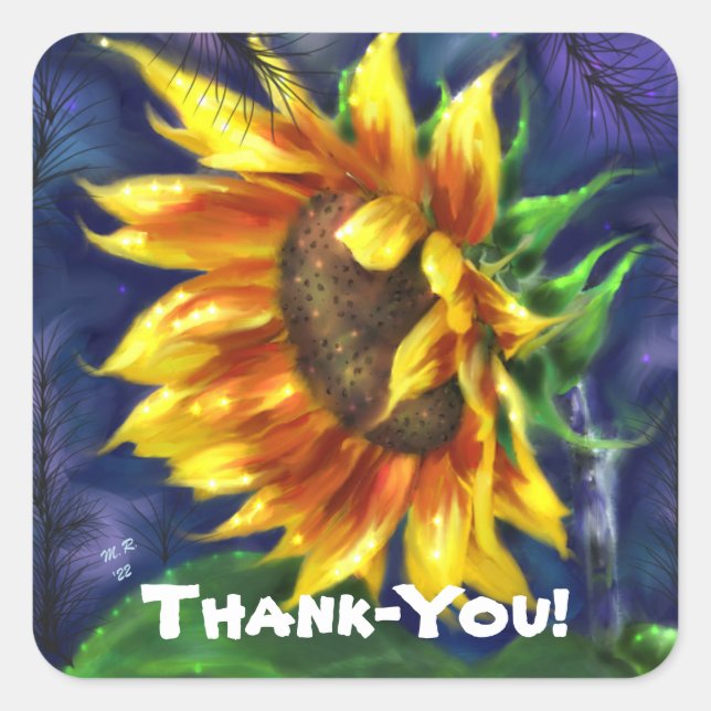Adesivo Quadrado Tabletop Plaque Sunflower em Impressão de Arte Noi (Frente)