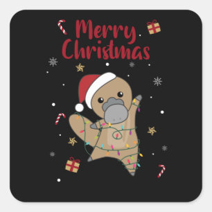 Adesivo Quadrado Tabuleiros de Natal do platypus Animais Doce