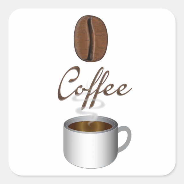 Adesivo Quadrado Taça de Café Bean (Frente)
