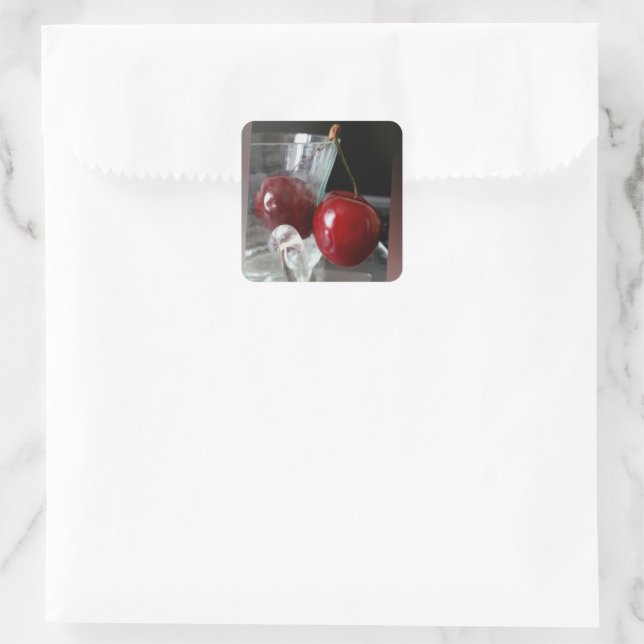 Adesivo Quadrado Taça de cerejas (Bolsa)
