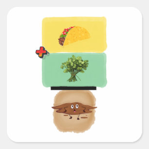 Adesivo Quadrado Taco + Cilantro = 💩 (Design Anticorro Engraçado)