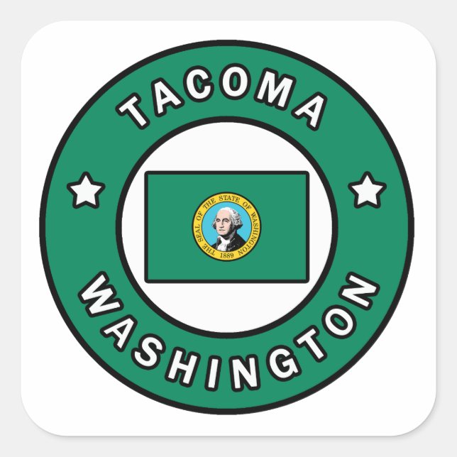 Adesivo Quadrado Tacoma Washington (Frente)