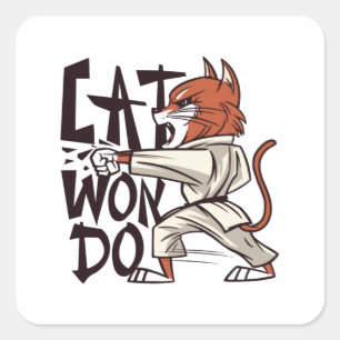 Adesivo Quadrado Taekwondo Cat