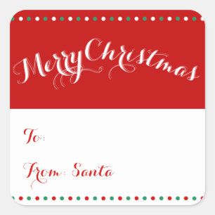 Adesivo Quadrado Tag brancos personalizados do presente do Natal do