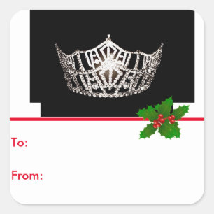 Adesivo Quadrado Tag de prata do presente da casca & da vara da