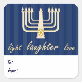 Adesivo Quadrado Tag de presente de Hanukkah, risada leve, amor