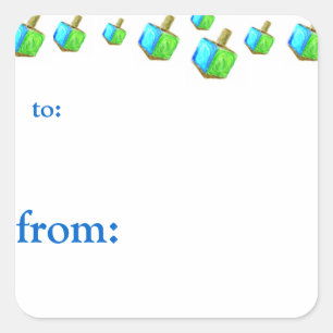 Adesivo Quadrado Tag do presente de Dreidels Hanukkah da dança