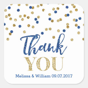 Adesivo Quadrado Tag Dourados do favor do casamento dos confetes